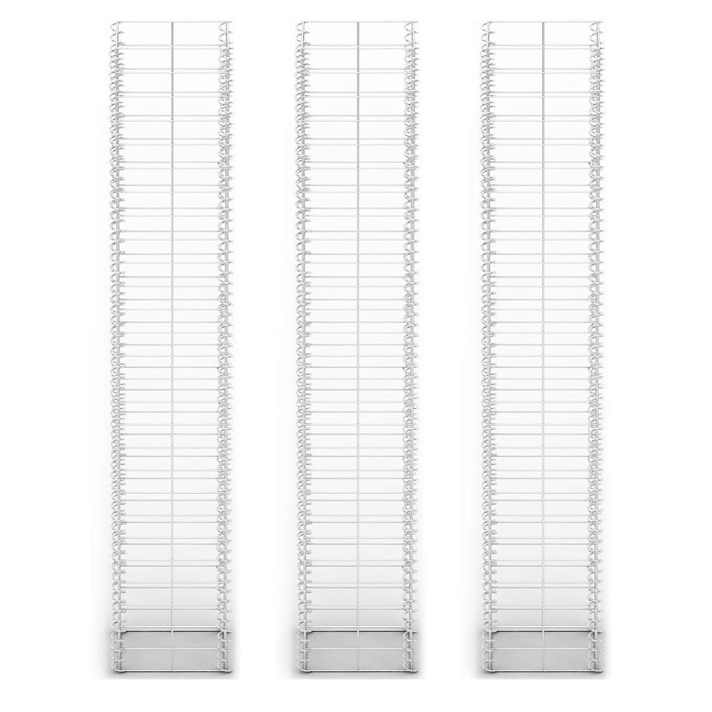 Set Gabbione 3 pz in Filo Zincato 25 x 25 x 150 cm | homemem39