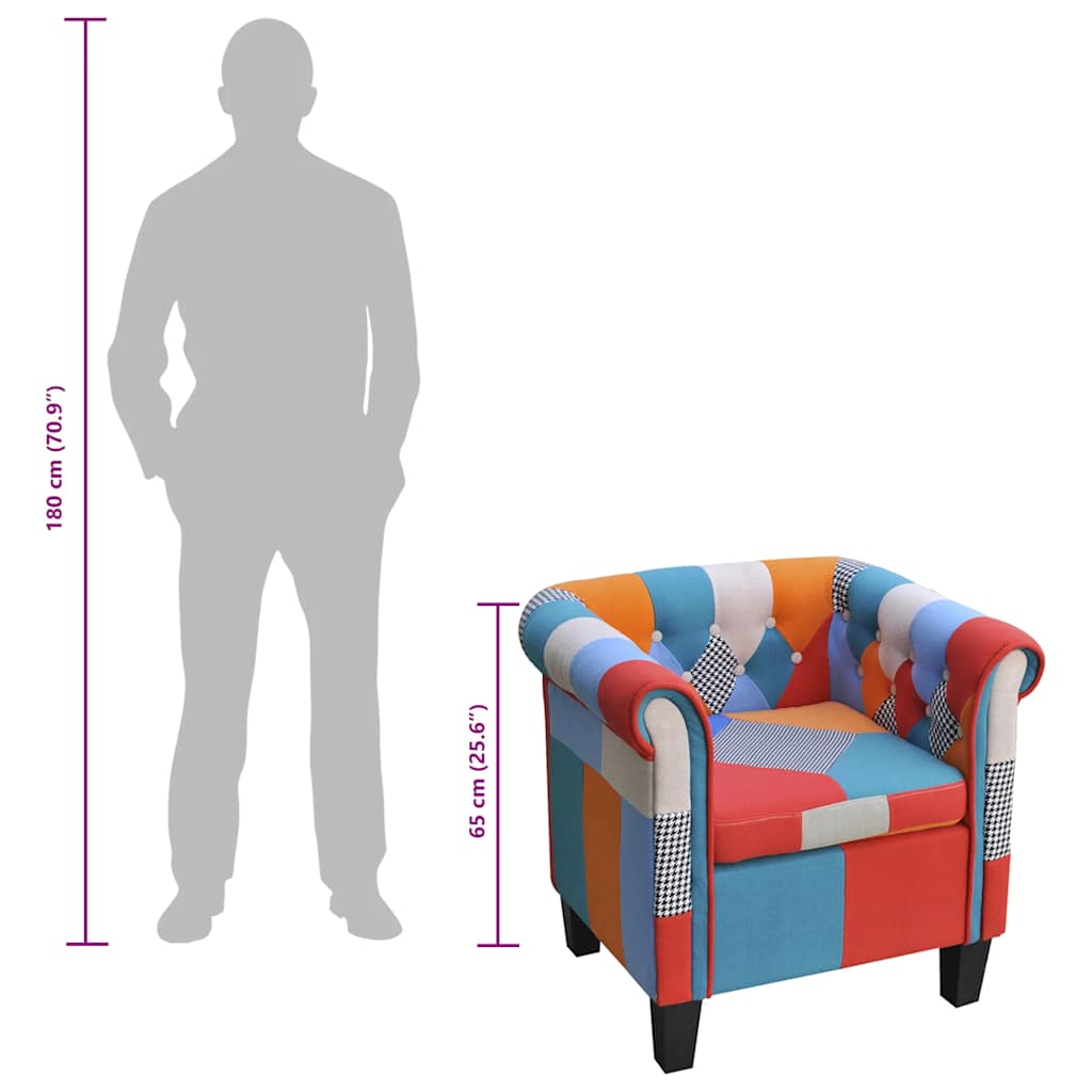 Poltrona con Design Patchwork in Tessuto