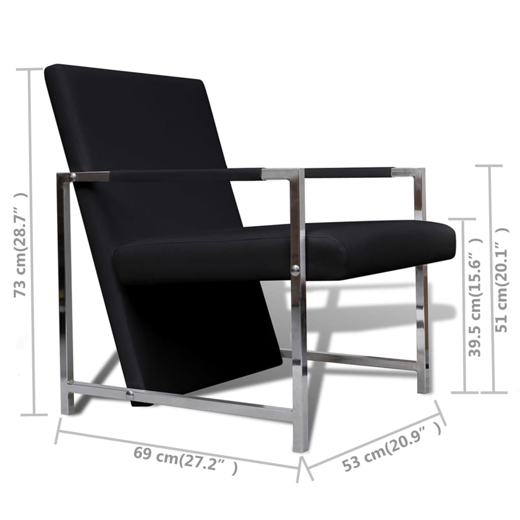 Poltrone 2 pz con Telaio Cromato Nere in Similpelle - homemem39