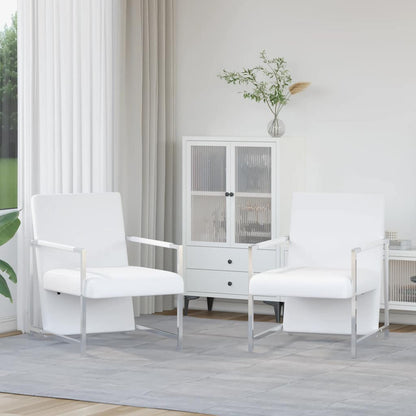 Poltrone 2 pz con Telaio Cromato Bianche in Similpelle | homemem39