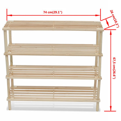 Scarpiere a 4 Livelli 2 pz in Legno Massello di Abete - homemem39