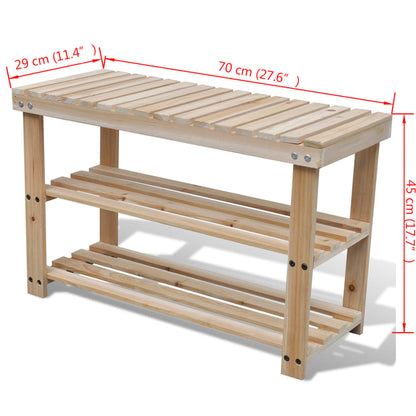 Scarpiera 2 in 1 con Panca in Legno Massello di Abete - homemem39