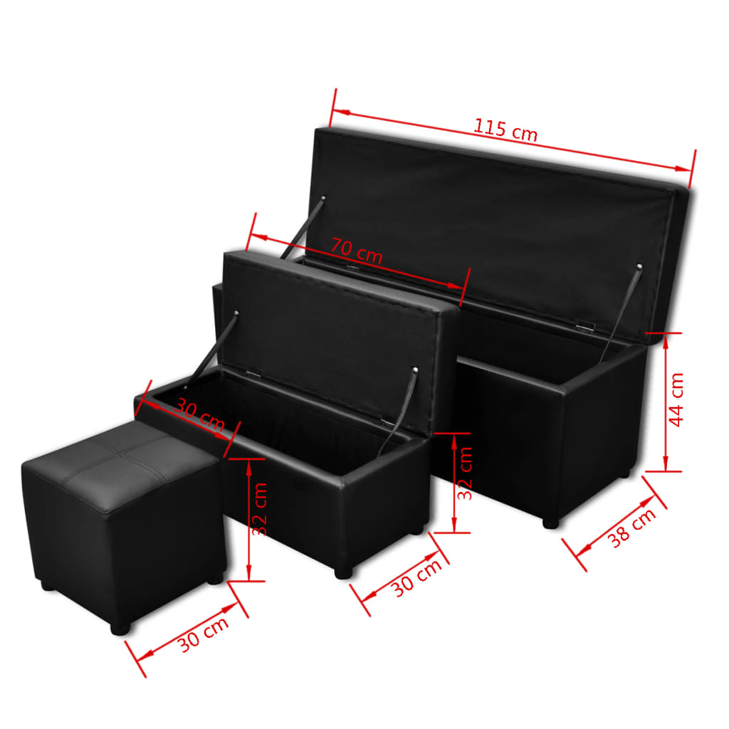 Set Cassapanche e Poggiapiedi in Pelle Artificiale Nero | homemem39