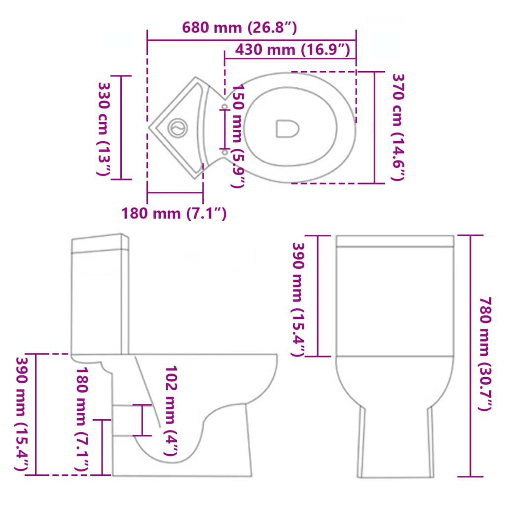 Vaso WC in Ceramica da Bagno ad Angolo Nero - homemem39