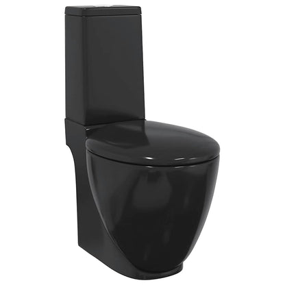 Vaso WC in Ceramica da Bagno Rotondo Base con Scarico Nero