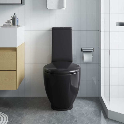 Vaso WC in Ceramica da Bagno Rotondo Base con Scarico Nero