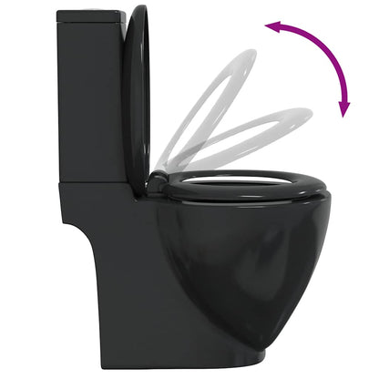 Vaso WC in Ceramica da Bagno Rotondo Base con Scarico Nero