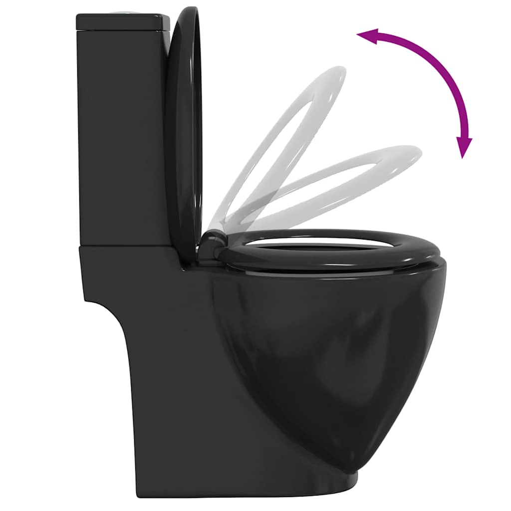Vaso WC in Ceramica da Bagno Rotondo Base con Scarico Nero