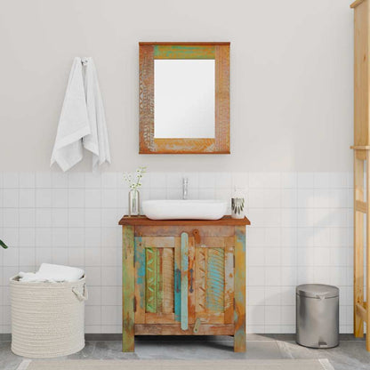 Armadietto in Legno di recupero solido per Bagno con Specchio | homemem39