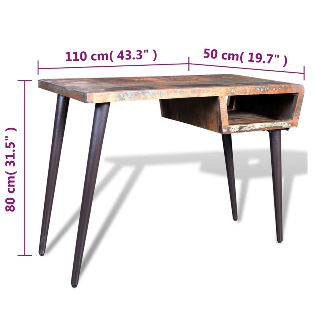 Scrivania in Legno di Recupero con Gambe in Ferro - homemem39