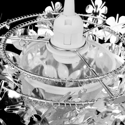 Lampadario da Soffitto Foglie e Paillette 21,5 x 30 cm Argento - homemem39