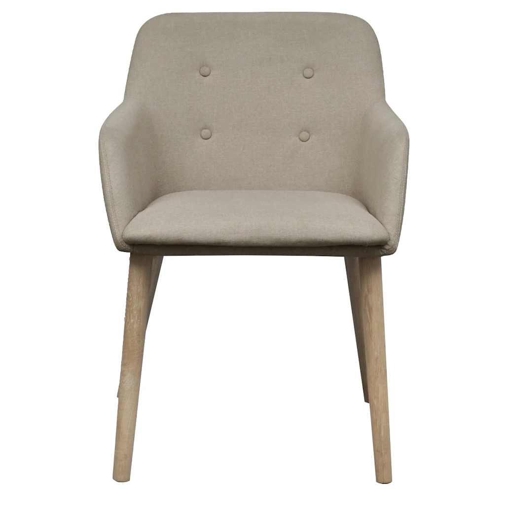 Sedie da Pranzo 2pz Beige in Tessuto e Legno Massello di Rovere | homemem39