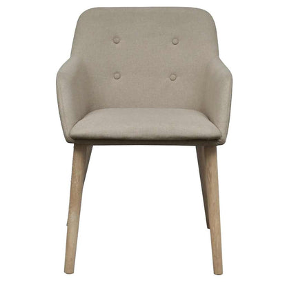 Sedie da Pranzo 2pz Beige in Tessuto e Legno Massello di Rovere | homemem39