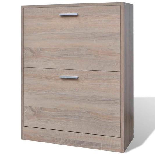 Scarpiera in Legno Effetto Rovere con 2 Scomparti - homemem39
