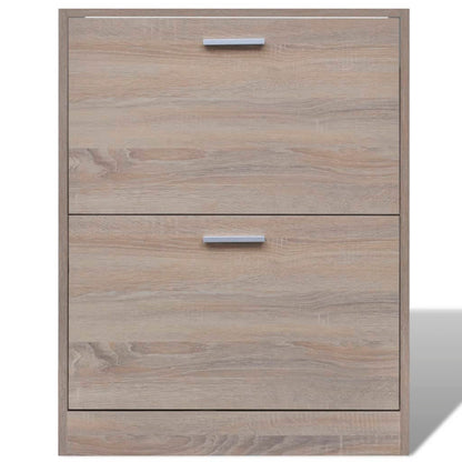 Scarpiera in Legno Effetto Rovere con 2 Scomparti - homemem39