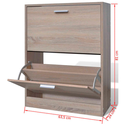 Scarpiera in Legno Effetto Rovere con 2 Scomparti - homemem39