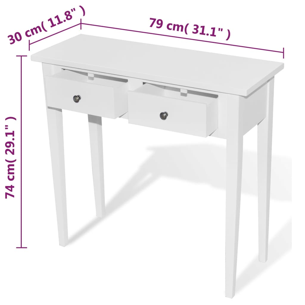 Tavolo Consolle da Trucco con 2 Cassetti Bianco - homemem39