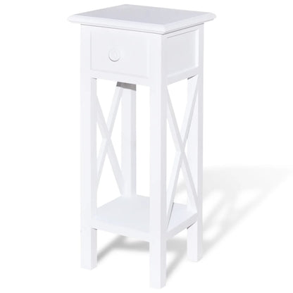 Tavolino Laterale con Cassetto Bianco - homemem39