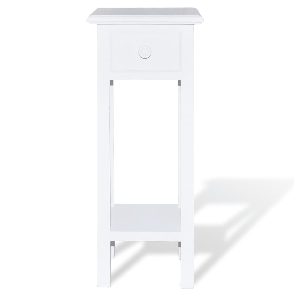 Tavolino Laterale con Cassetto Bianco | homemem39