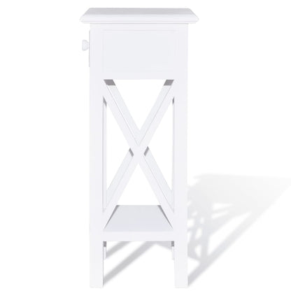 Tavolino Laterale con Cassetto Bianco - homemem39