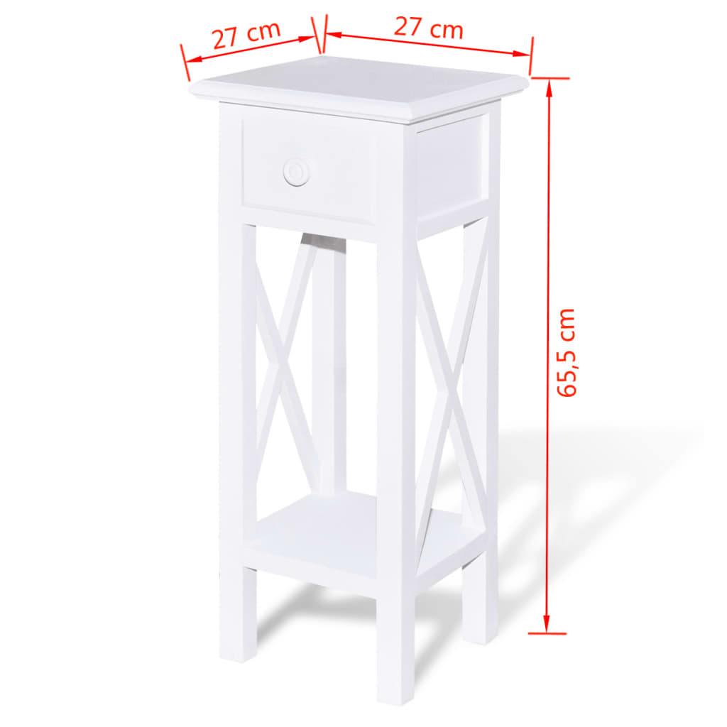 Tavolino Laterale con Cassetto Bianco | homemem39