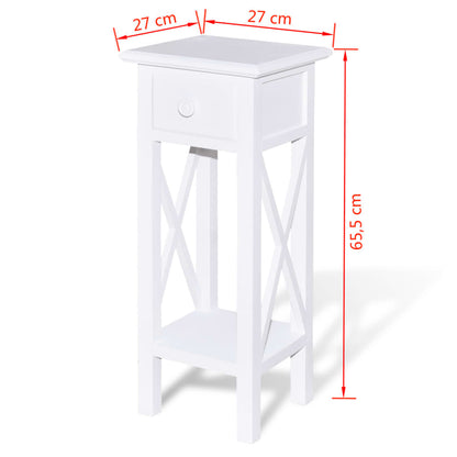 Tavolino Laterale con Cassetto Bianco - homemem39