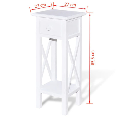 Tavolino Laterale con Cassetto Bianco