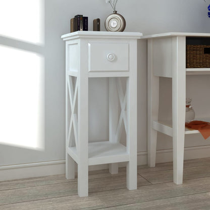 Tavolino Laterale con Cassetto Bianco - homemem39