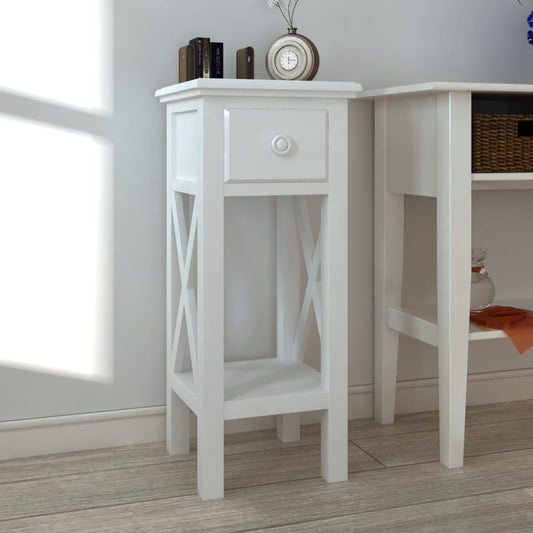 Tavolino Laterale con Cassetto Bianco - homemem39