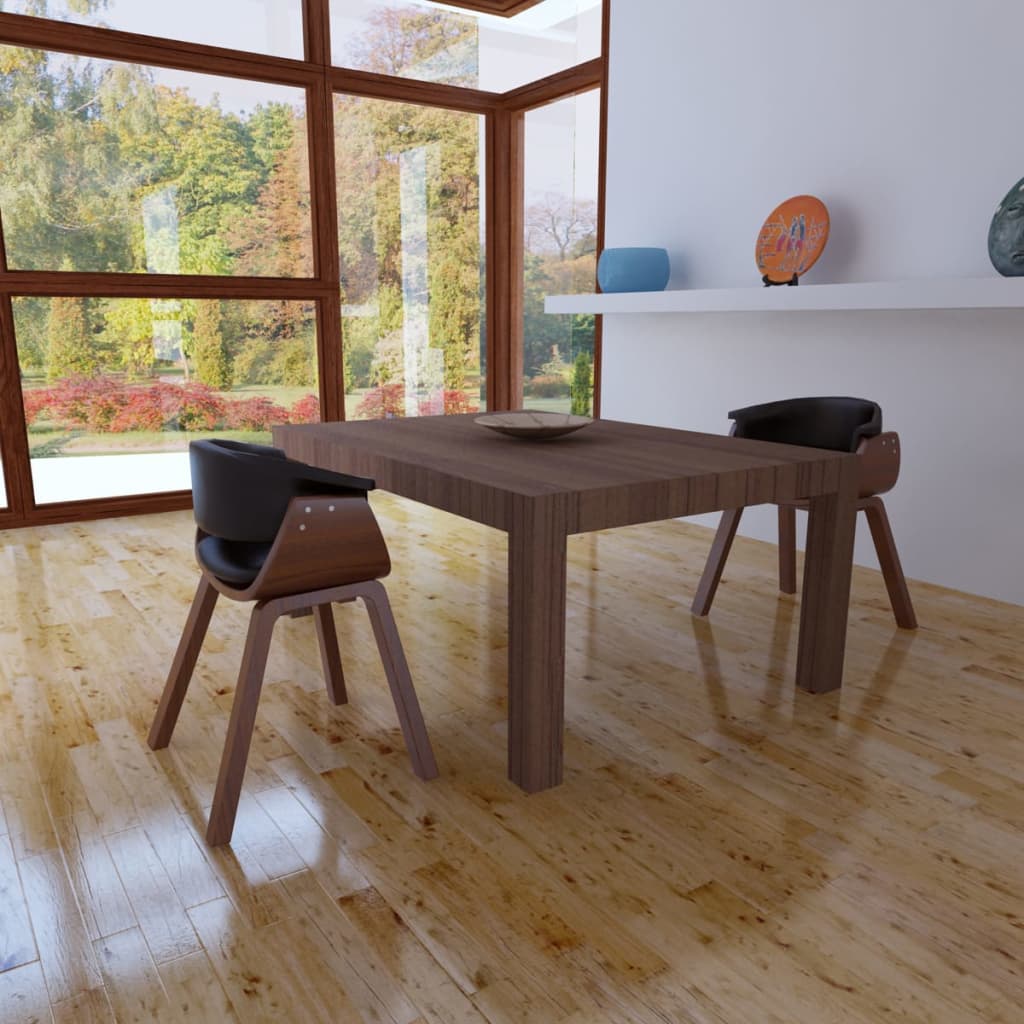 Sedie da Pranzo 2 pz in Legno Curvato e Similpelle | homemem39