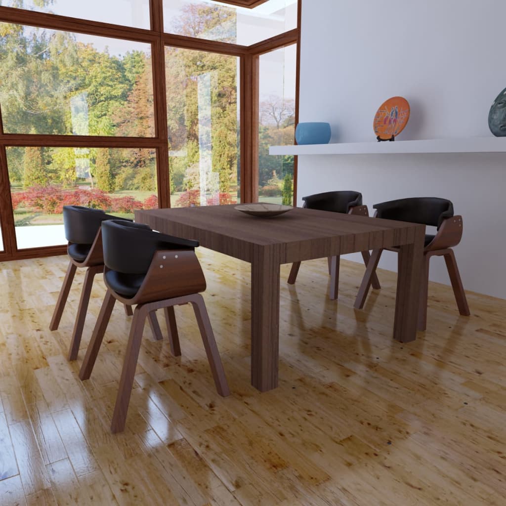 Sedie da Pranzo 4 pz in Legno Curvato e Similpelle | homemem39
