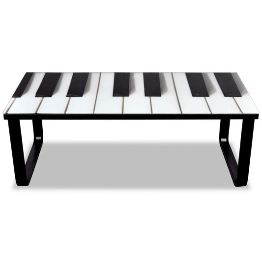 Tavolino da Salotto con Piano in Vetro con Stampa Pianoforte