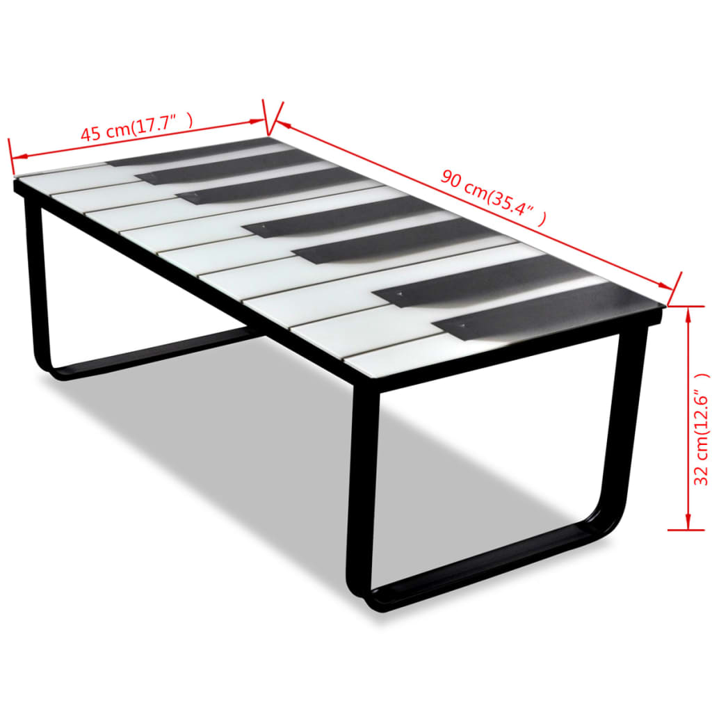 Tavolino da Salotto con Piano in Vetro con Stampa Pianoforte | homemem39