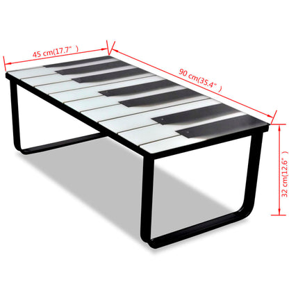 Tavolino da Salotto con Piano in Vetro con Stampa Pianoforte | homemem39
