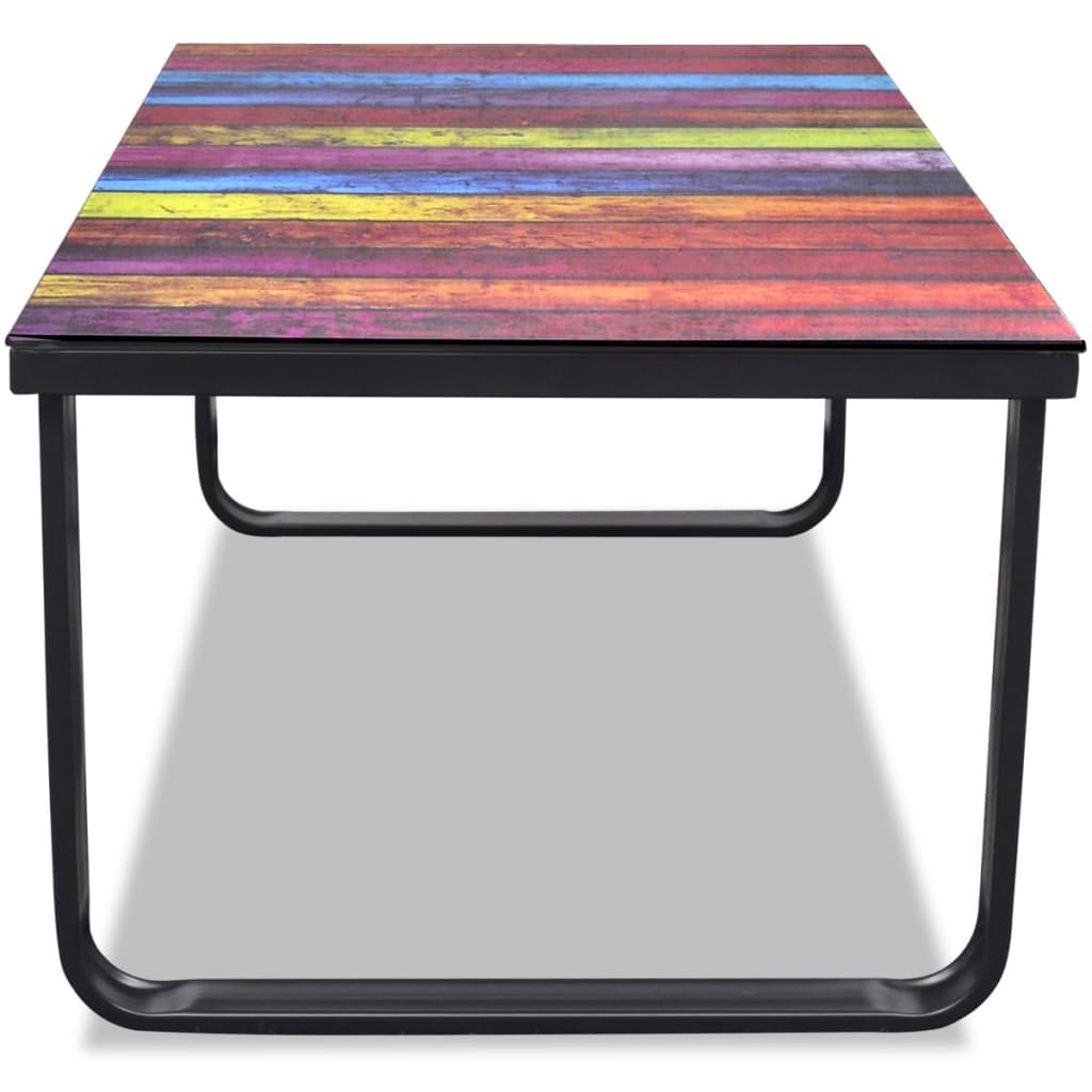 Tavolino da Salotto con Piano in Vetro con Stampa Arcobaleno | homemem39