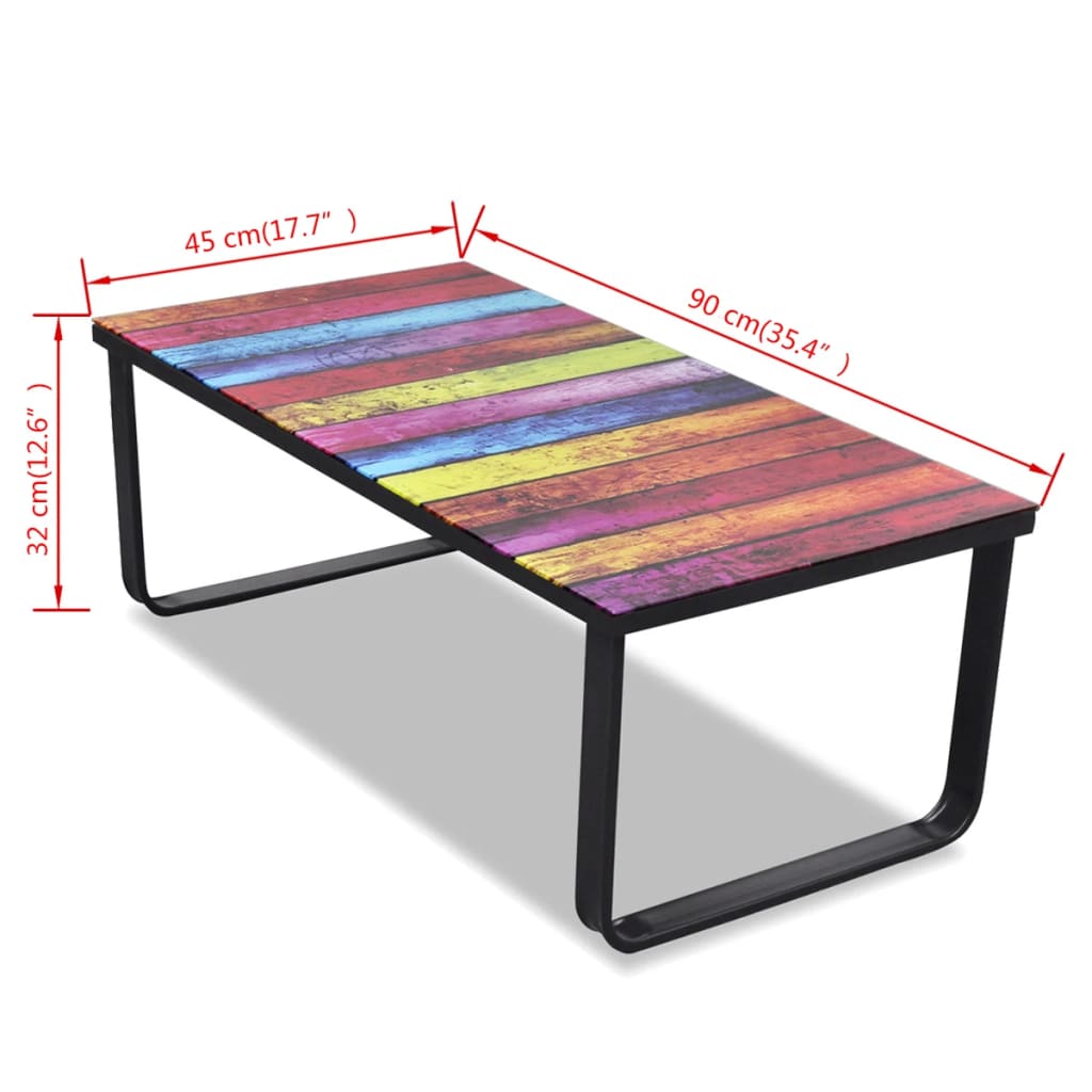 Tavolino da Salotto con Piano in Vetro con Stampa Arcobaleno | homemem39