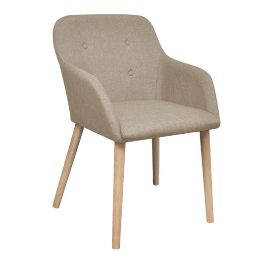 Sedie Pranzo 4 pz Beige in Tessuto e Legno Massello di Rovere | homemem39