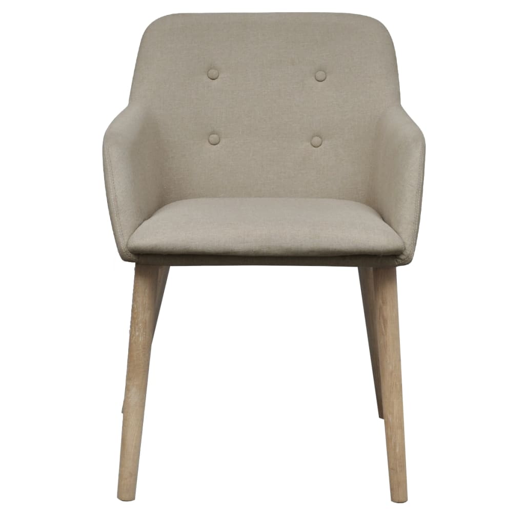 Sedie Pranzo 4 pz Beige in Tessuto e Legno Massello di Rovere | homemem39