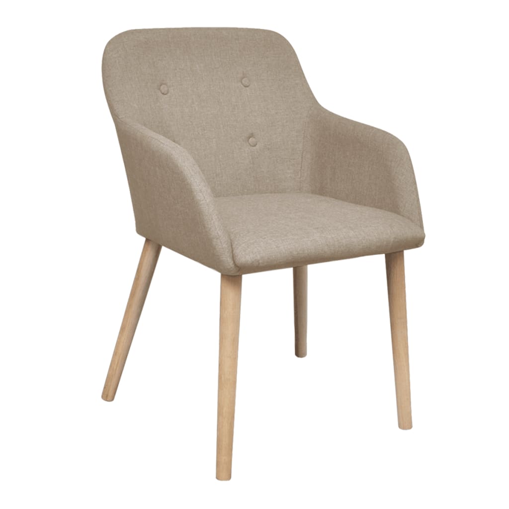 Sedie da Pranzo 6pz Beige in Tessuto e Legno Massello di Rovere | homemem39