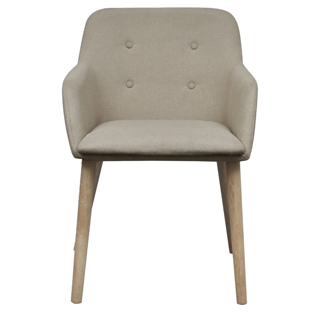 Sedie da Pranzo 6pz Beige in Tessuto e Legno Massello di Rovere | homemem39