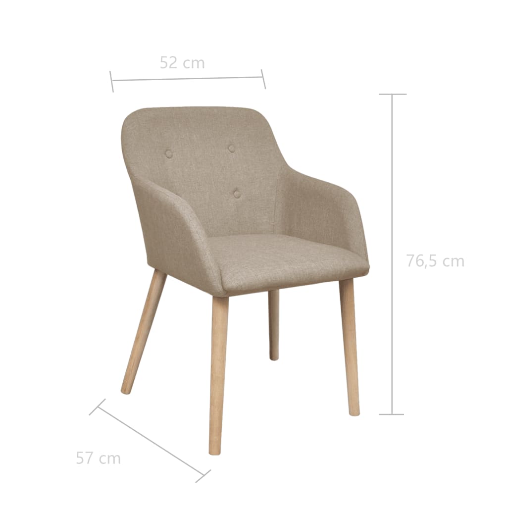 Sedie da Pranzo 6pz Beige in Tessuto e Legno Massello di Rovere | homemem39