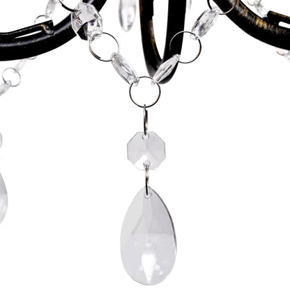 Lampadario Art Nouveau Nero Metallo Perline Cristallo e Lampadine E14 - homemem39