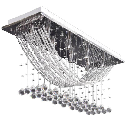 White Ceiling Lamp with Glass Crystals 8 x G9 29 cm