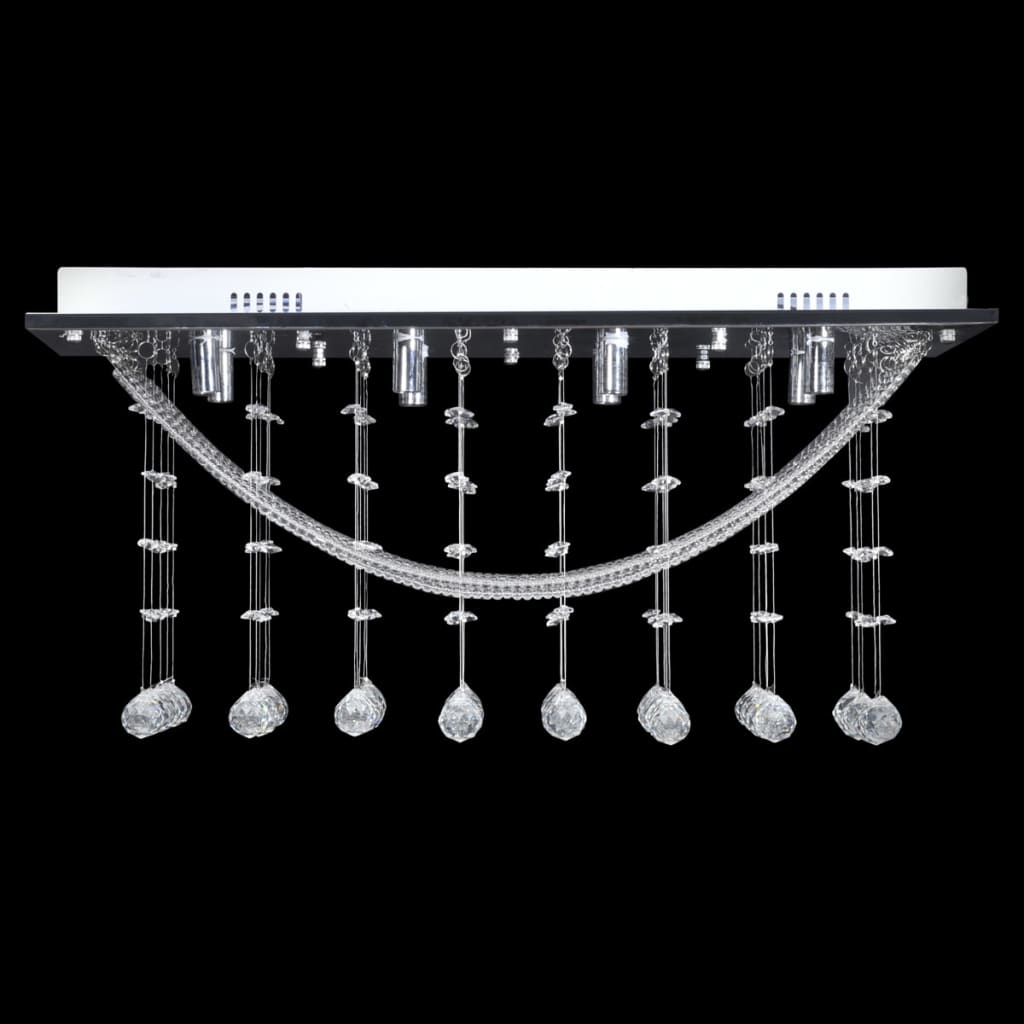 White Ceiling Lamp with Glass Crystals 8 x G9 29 cm