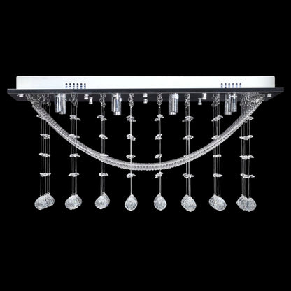 White Ceiling Lamp with Glass Crystals 8 x G9 29 cm
