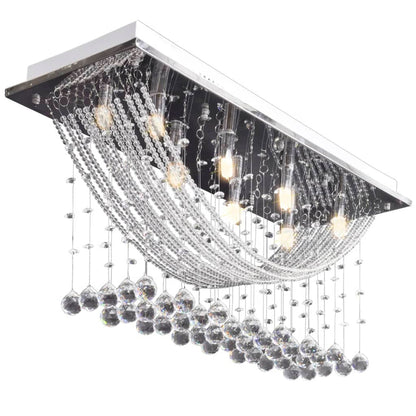 White Ceiling Lamp with Glass Crystals 8 x G9 29 cm