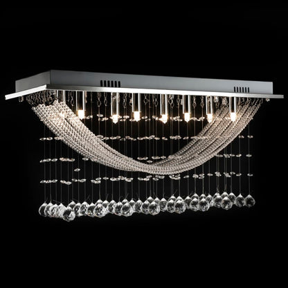 White Ceiling Lamp with Glass Crystals 8 x G9 29 cm