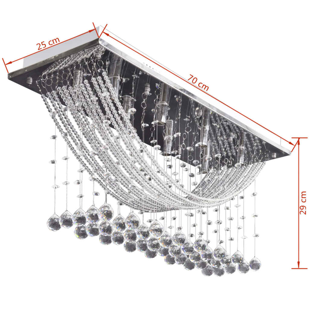 White Ceiling Lamp with Glass Crystals 8 x G9 29 cm