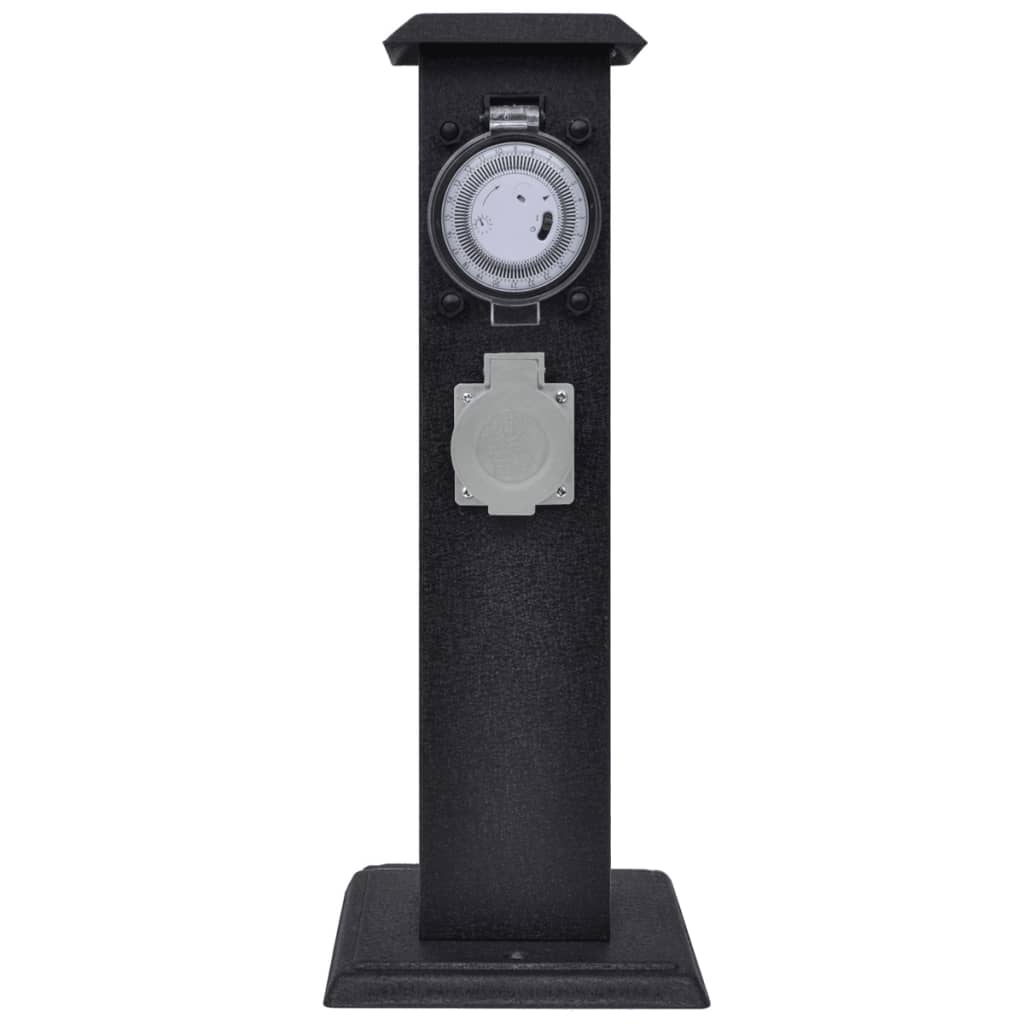 Presa Elettrica da Giardino a Pilastro Nero con Timer - homemem39
