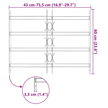 Adjustable Window Grates 4 Cross Bars 500-650 mm